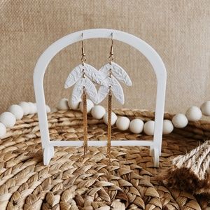 White and Gold Clay Earrings